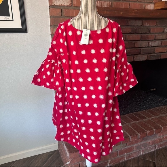 NWT Anthropologie Norblack Norwhite Polka Dot Bell-Sleeve Dress in Red Sz XS/S - Picture 10 of 13
